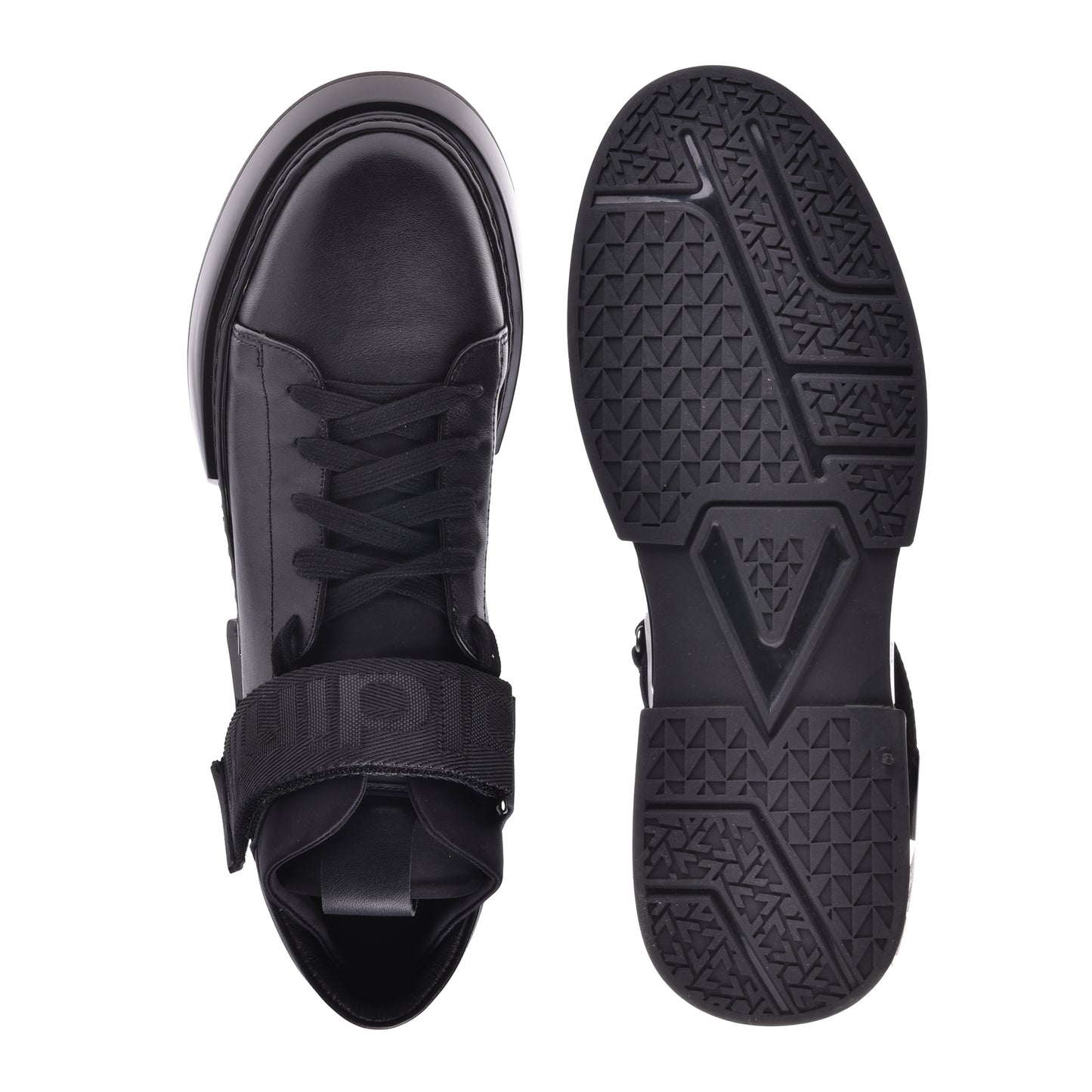 Sneakers montantes en cuir noir