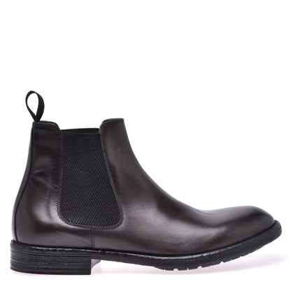 Bottine Beatles en cuir de veau brossé brun foncé