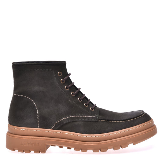 Forest green ankle boots in split leather