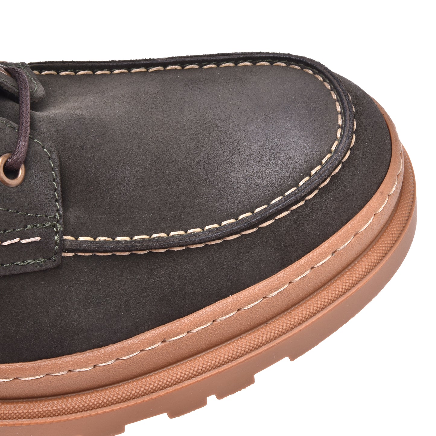Forest green ankle boots in split leather