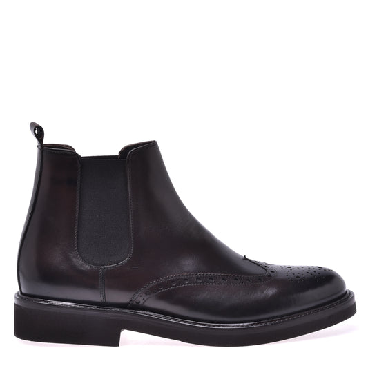 Bottine Beatles en cuir de veau brun foncé