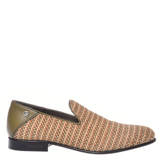 Babouches en croûte de cuir tressée
