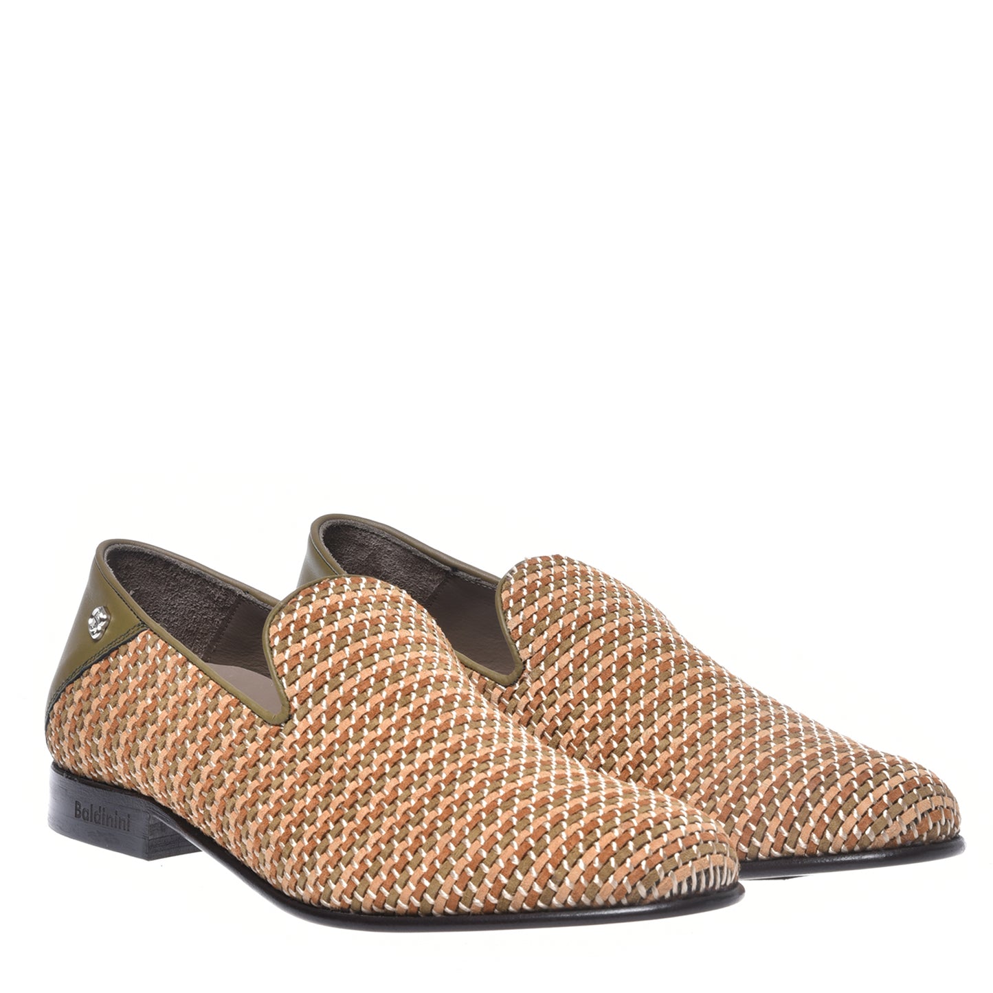 Babouches en croûte de cuir tressée