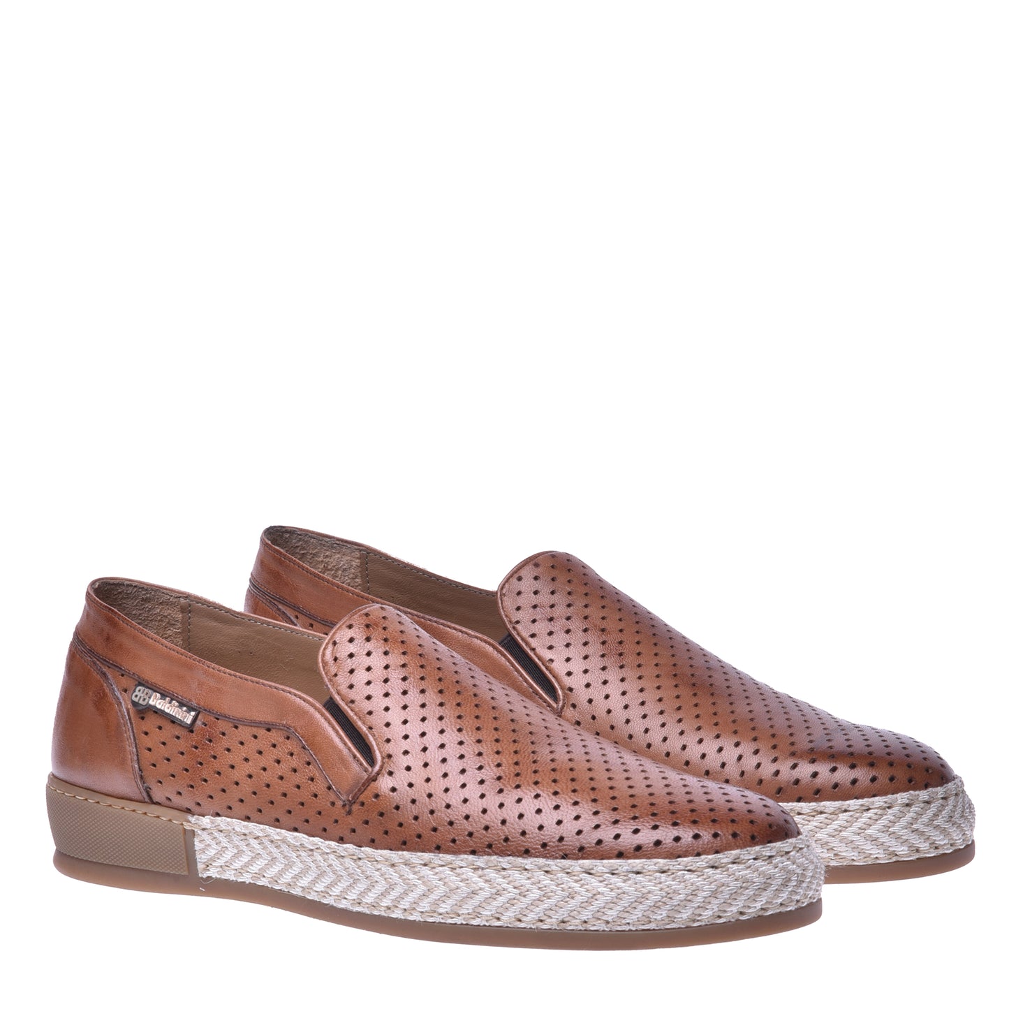 Baskets slip-on en cuir nappa perforé brun
