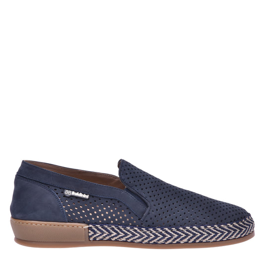 Baskets slip-on en nubuck perforé bleu marine