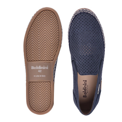 Baskets slip-on en nubuck perforé bleu marine