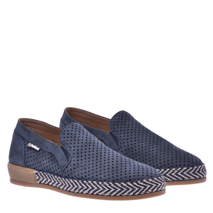 Baskets slip-on en nubuck perforé bleu marine