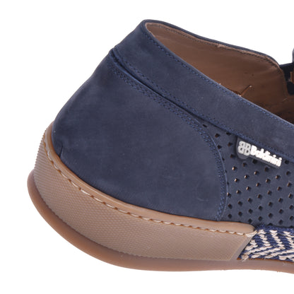 Baskets slip-on en nubuck perforé bleu marine