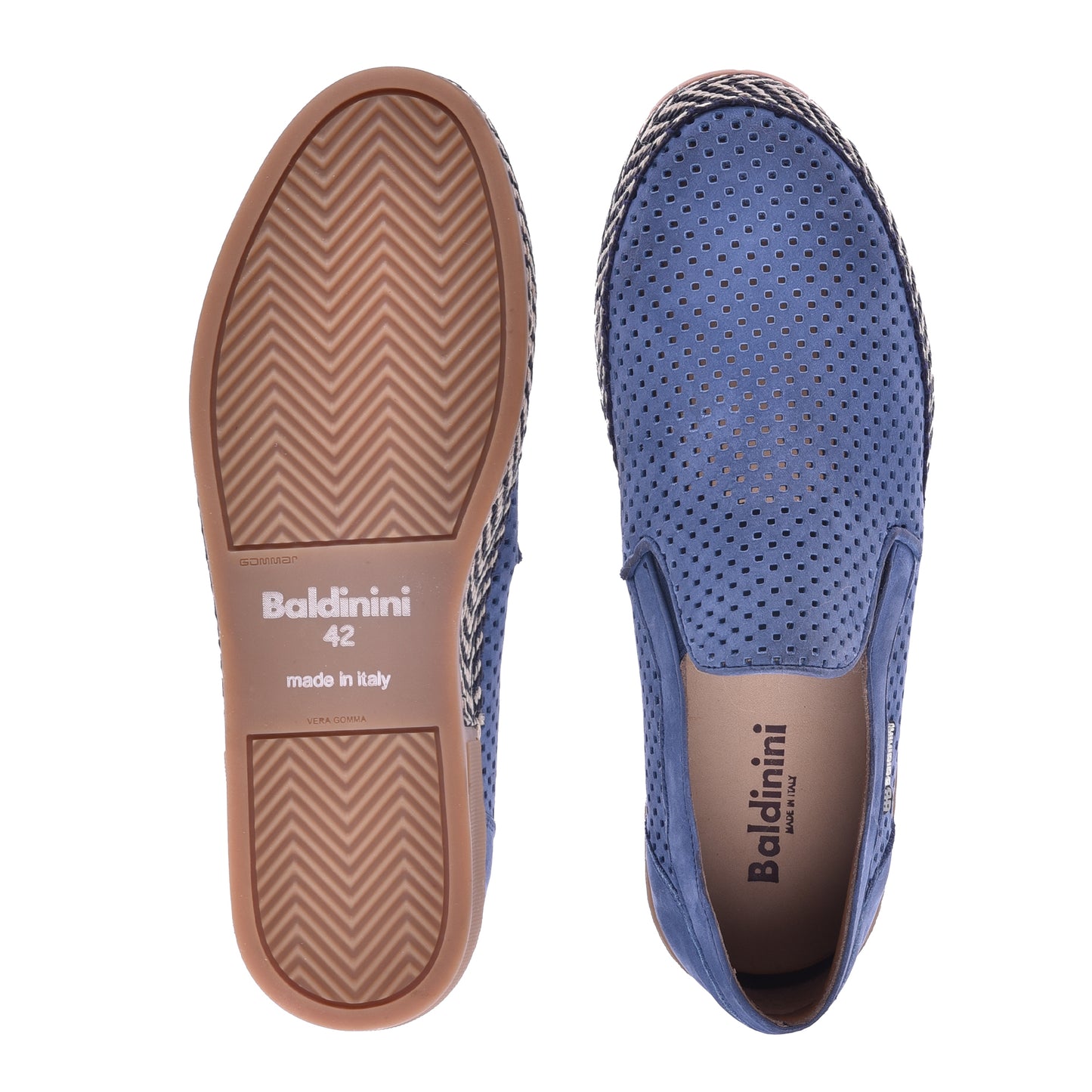 Baskets slip-on en nubuck perforé bleu avio