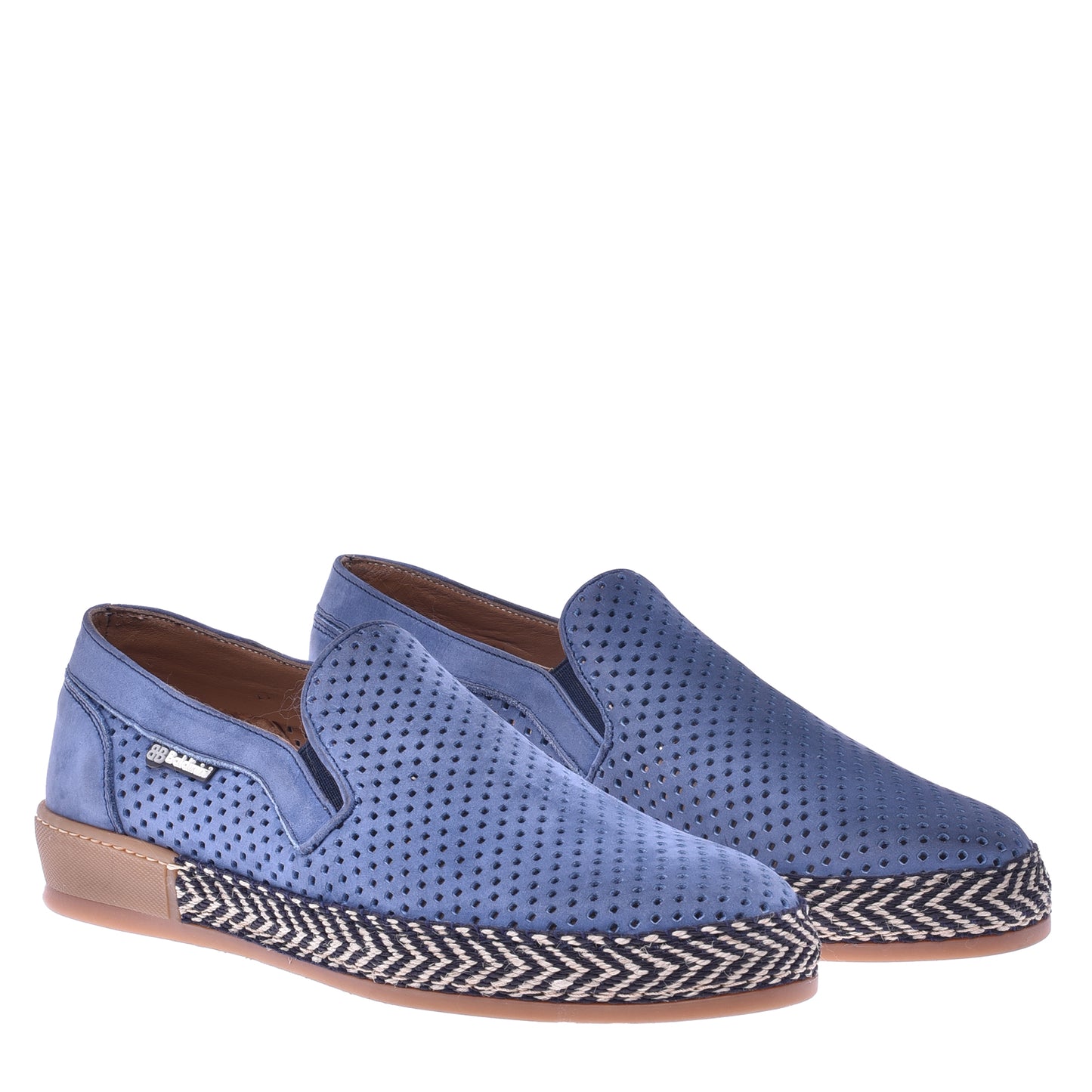 Baskets slip-on en nubuck perforé bleu avio