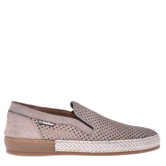 Baskets slip-on en nubuck perforé taupe