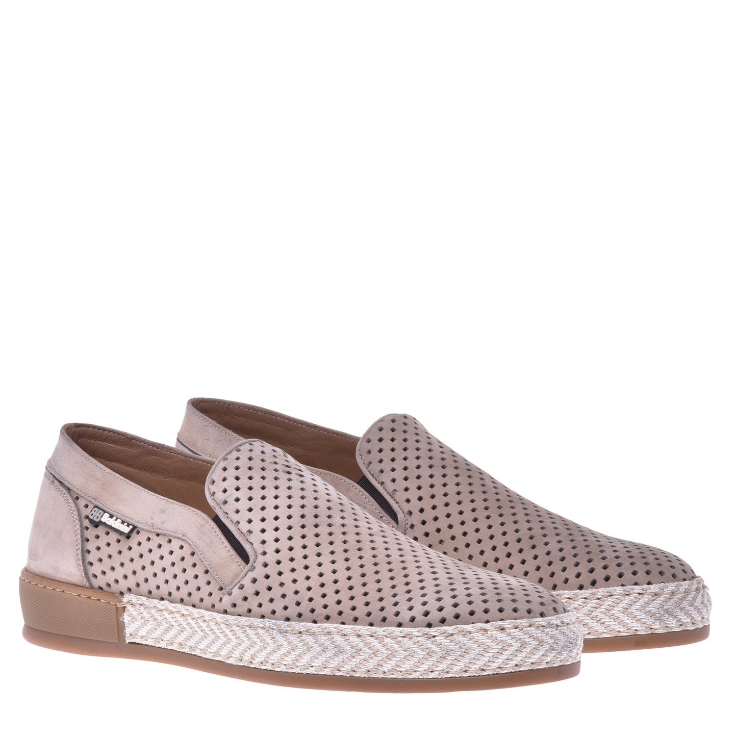 Baskets slip-on en nubuck perforé taupe