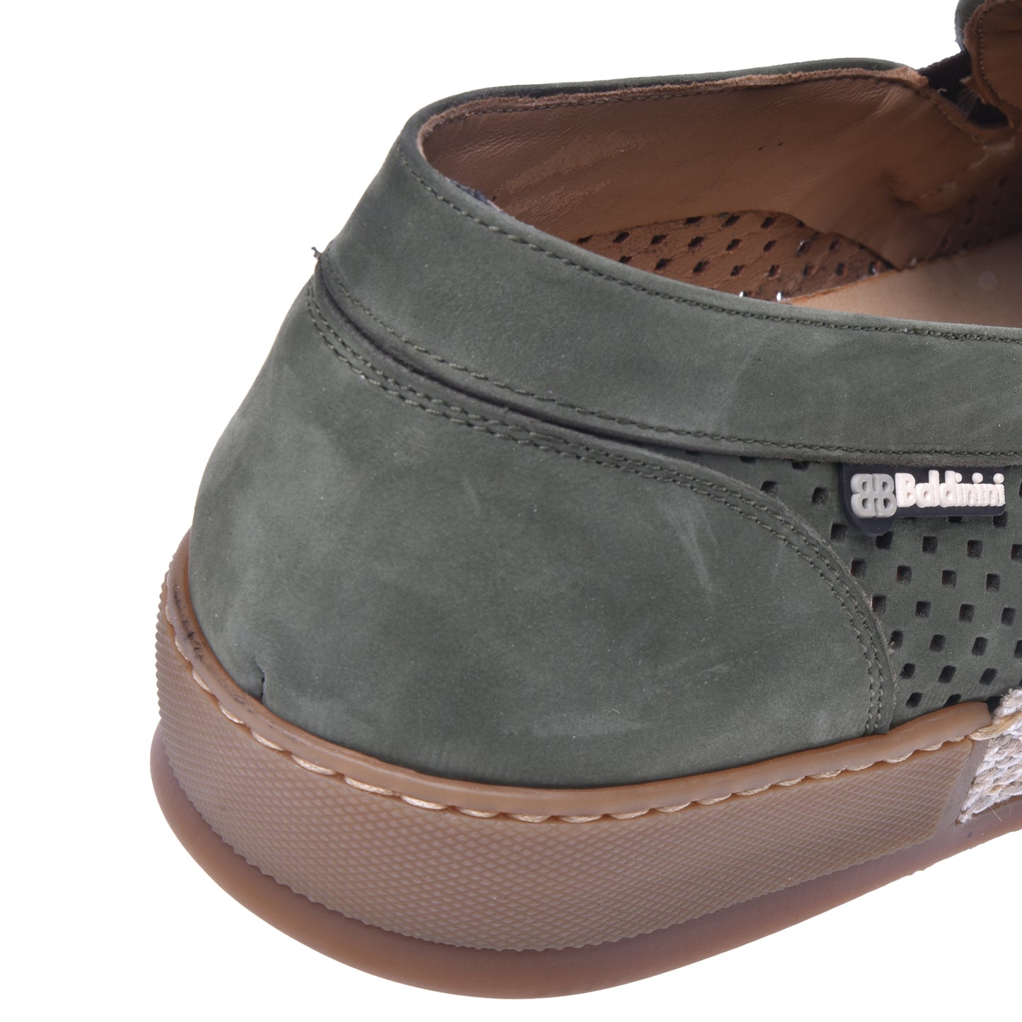 Baskets slip-on en nubuck perforé vert kaki