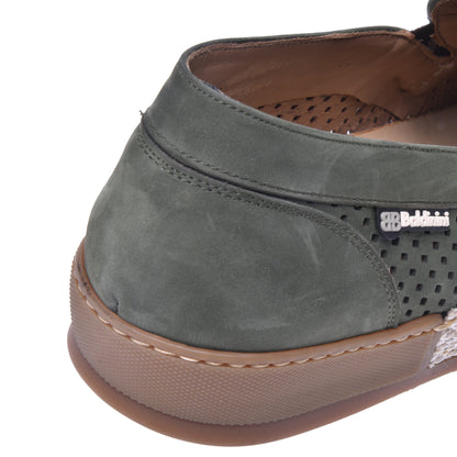 Baskets slip-on en nubuck perforé vert kaki