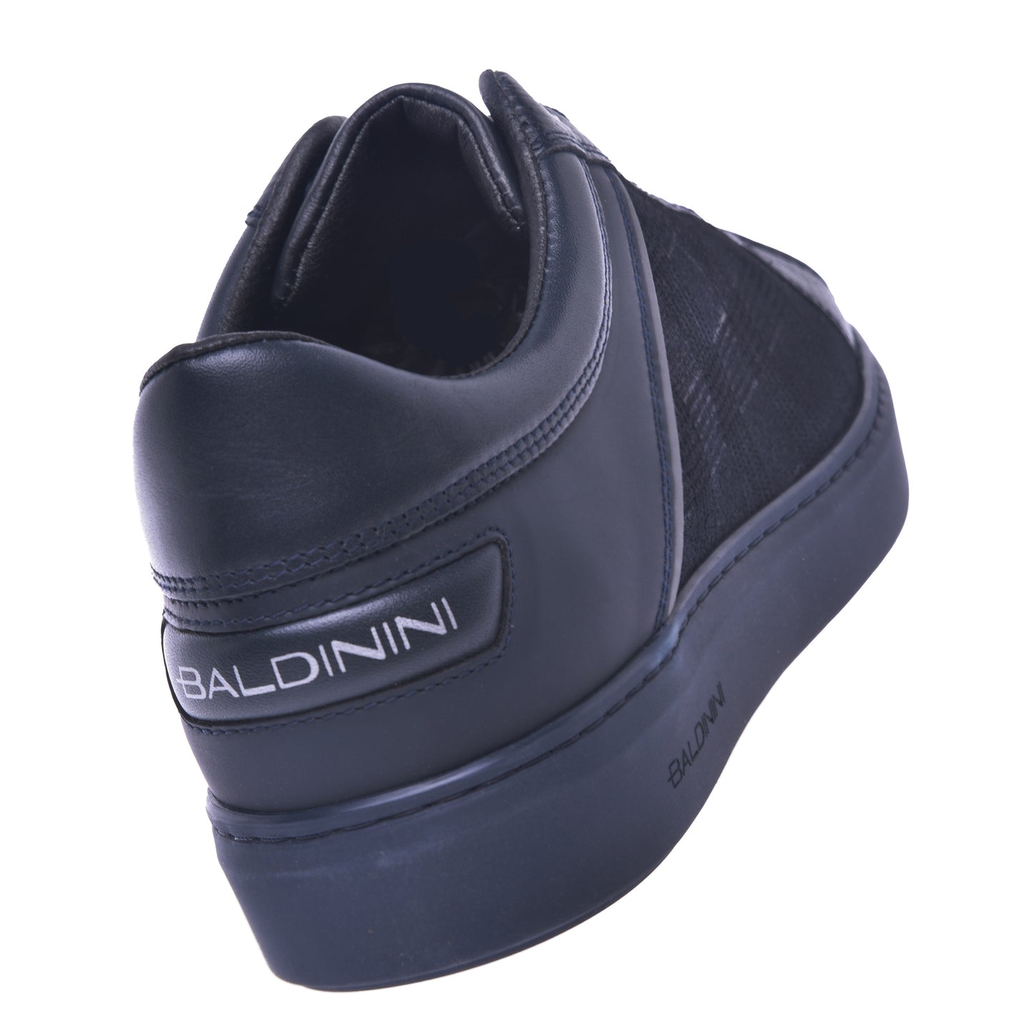 Baskets basses en cuir et tissu bleu