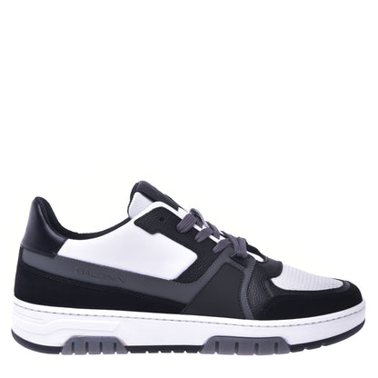 Baskets basses en cuir et tissu noir et blanc