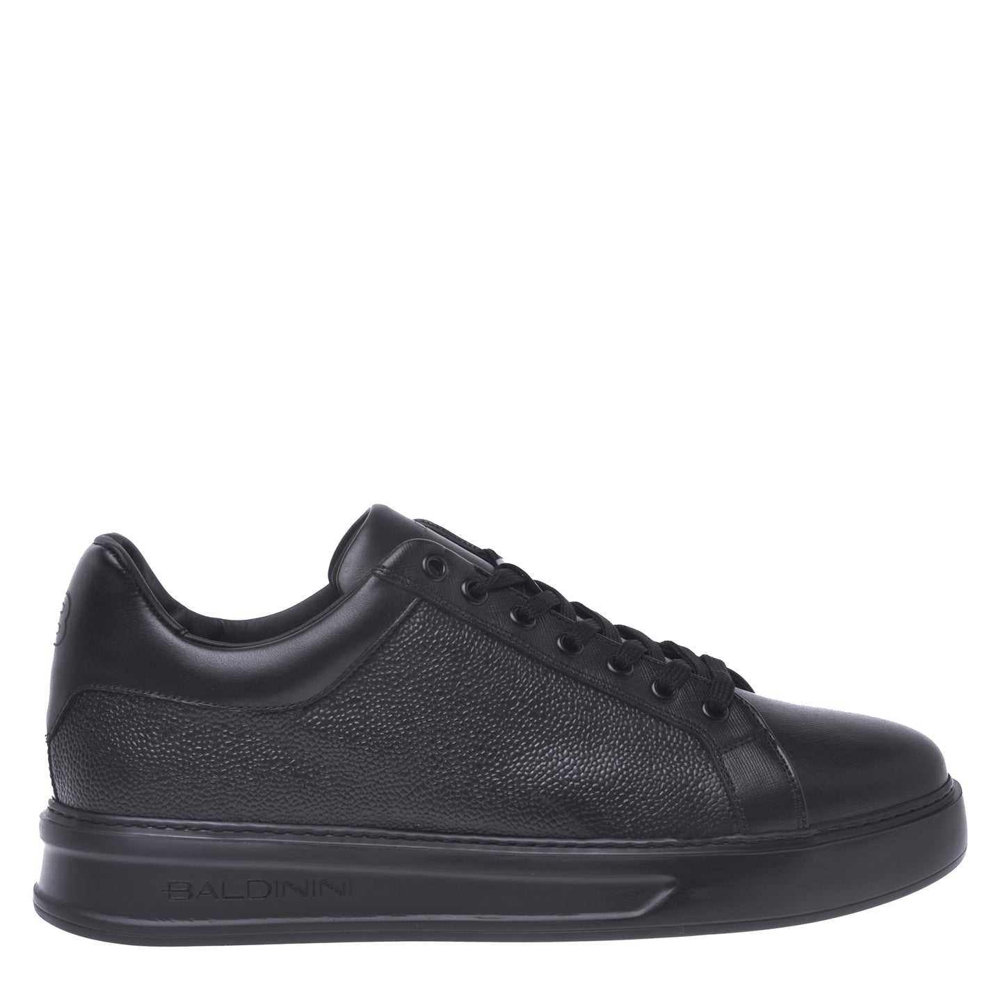 Baskets basses en cuir Saffiano noir