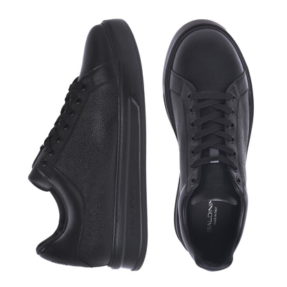 Baskets basses en cuir Saffiano noir