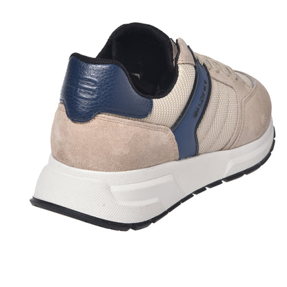 Baskets basses en daim et tissu beige