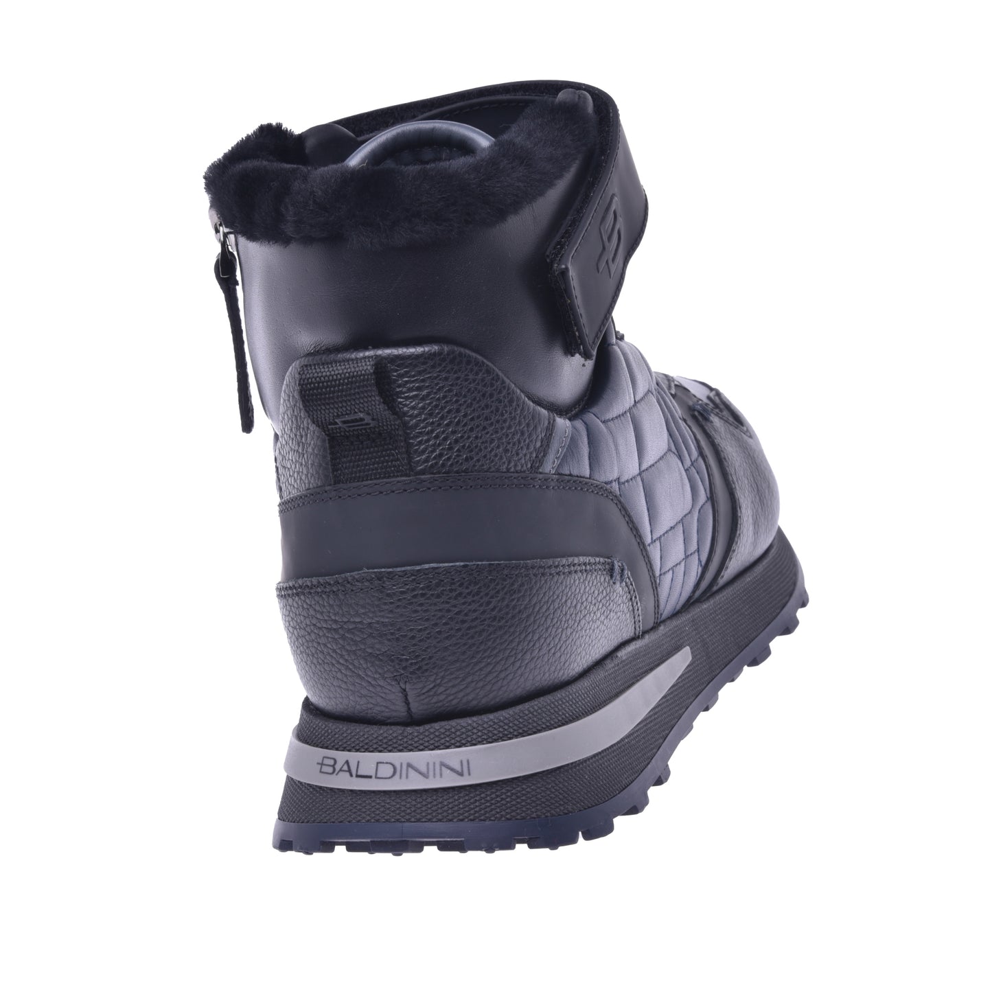 Sneakers montantes en cuir de veau bleu et noir