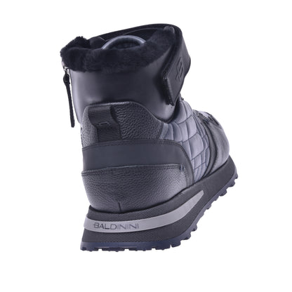 Sneakers montantes en cuir de veau bleu et noir