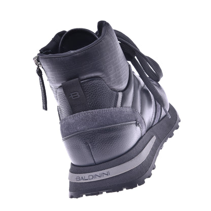 Sneakers montantes en cuir et tissu noir