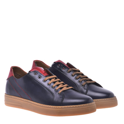 Basket basse en cuir de veau brossé noir