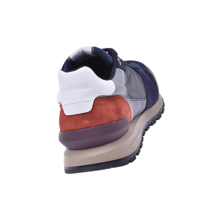 Baskets basses en cuir et tissu bleu