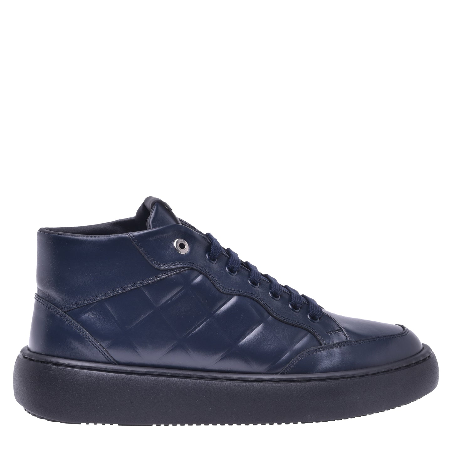 Basket montante en nappa bleu