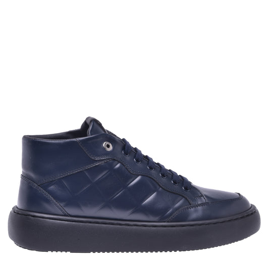 Basket montante en nappa bleu