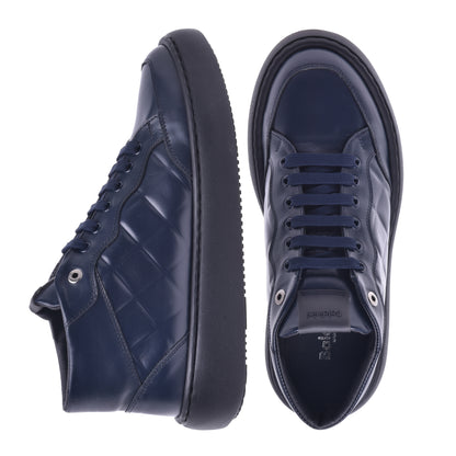 Basket montante en nappa bleu