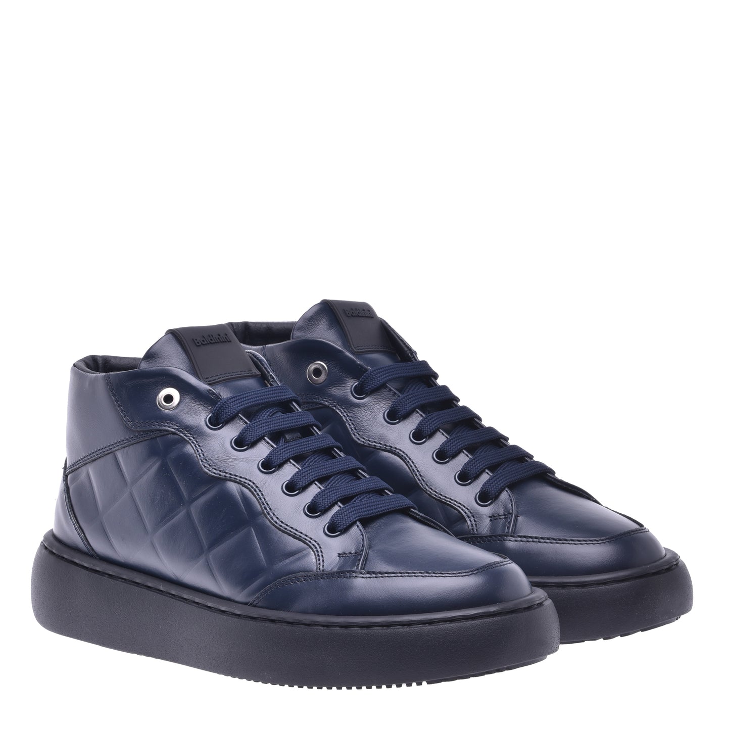 Basket montante en nappa bleu