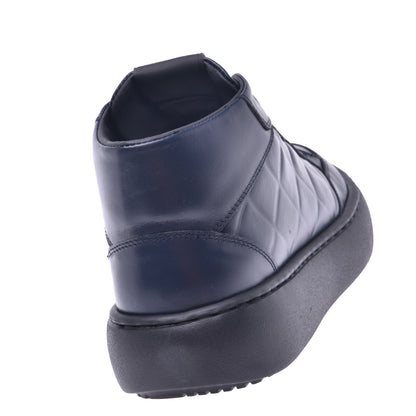 Basket montante en nappa bleu