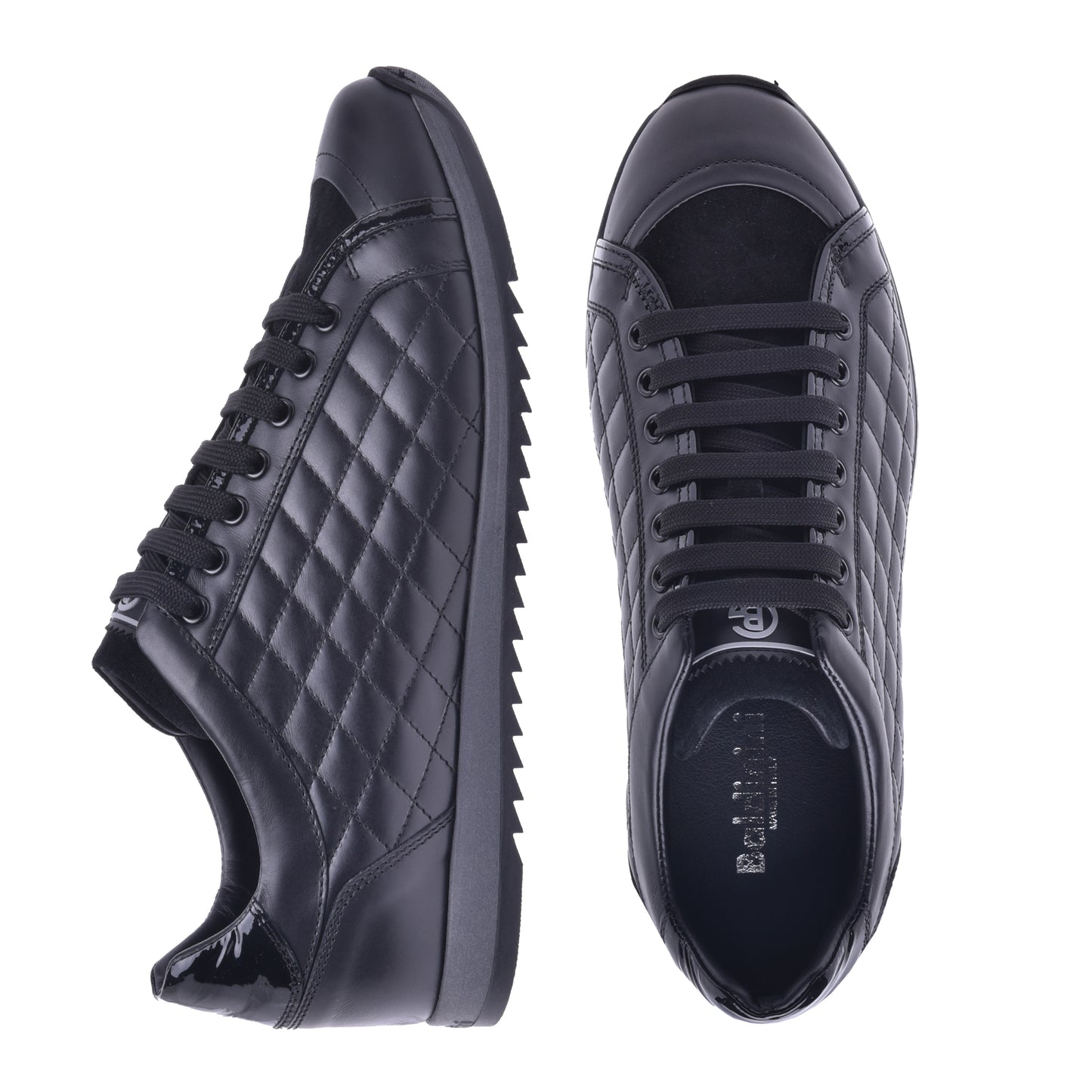 Basket basse en cuir de veau matelassé noir