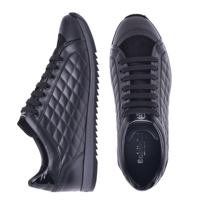 Basket basse en cuir de veau matelassé noir