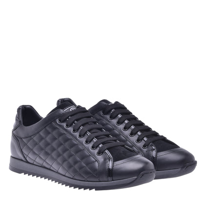 Basket basse en cuir de veau matelassé noir