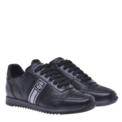 Basket basse en cuir de veau noir