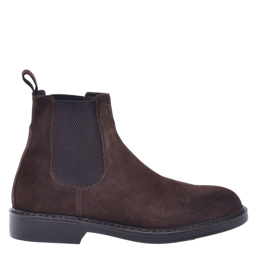 Bottine Beatles en croûte de cuir gras marron foncé