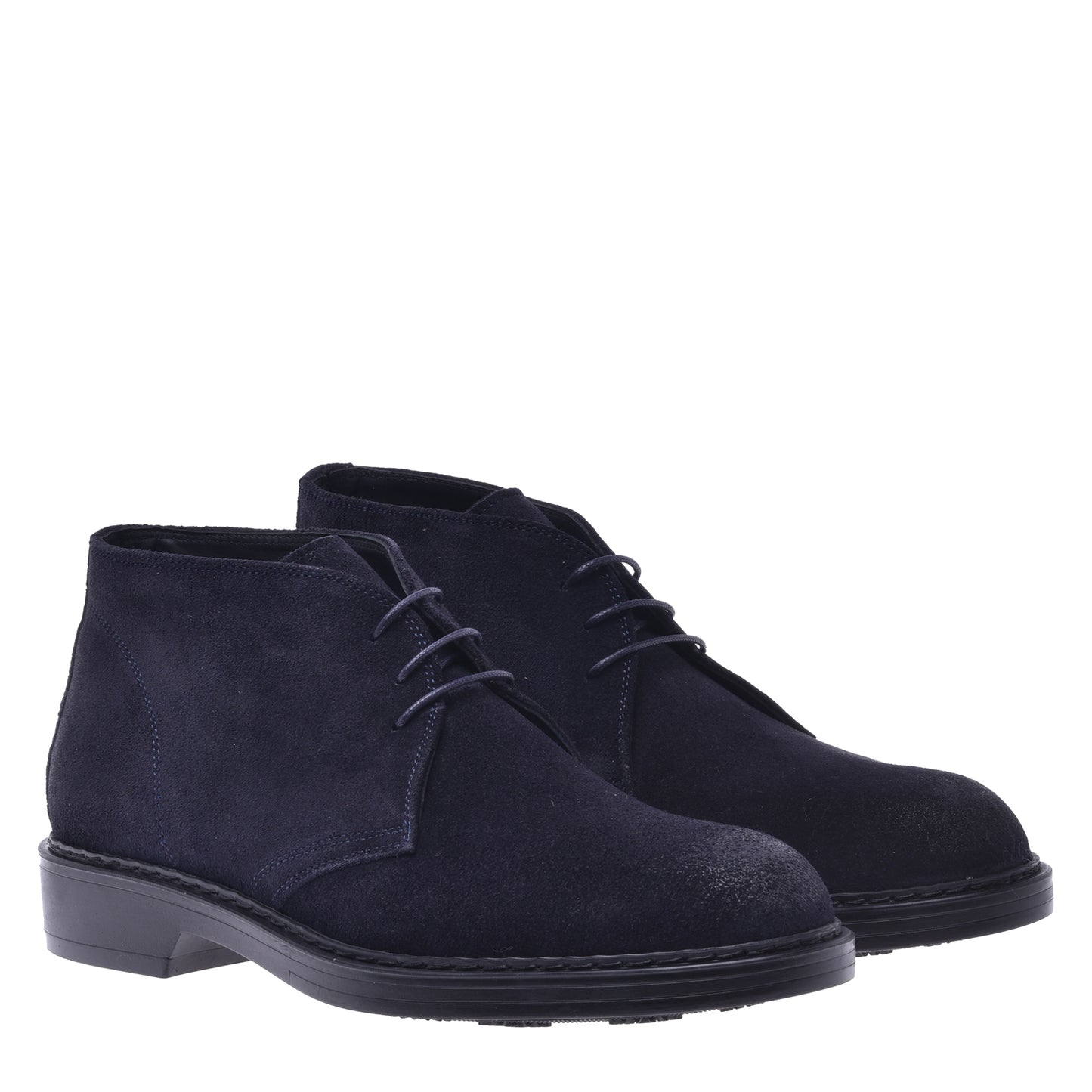 Lace-up boots in blue suede