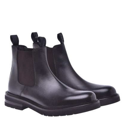 Calfskin ankle boots in dark brown