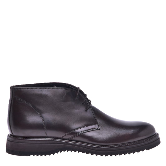 Dark brown calfskin ankle boot
