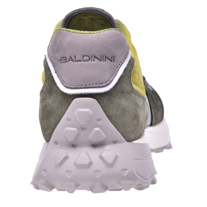 Sneakers en nubuck et tissu gris et vert