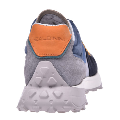 Trainers in grey and blue fabric and nubuck