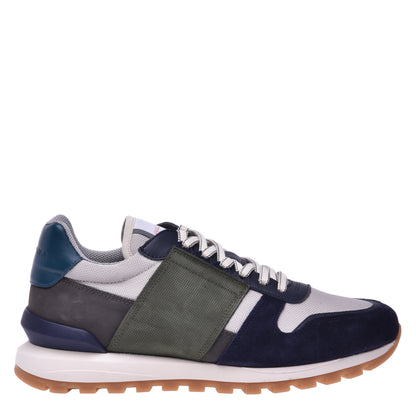 Sneakers en daim et tissu bleu marine