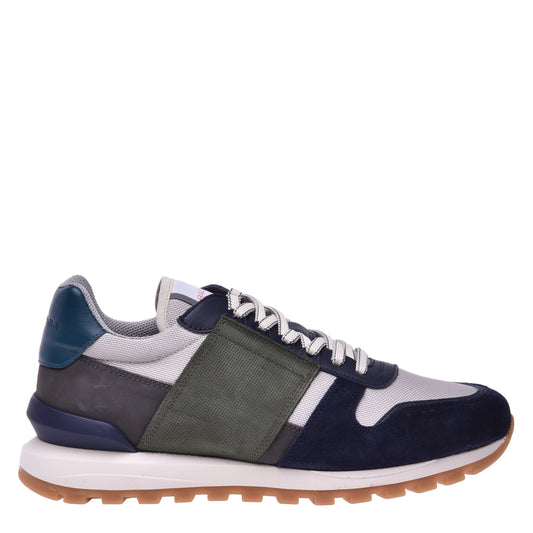 Sneakers en daim et tissu bleu marine