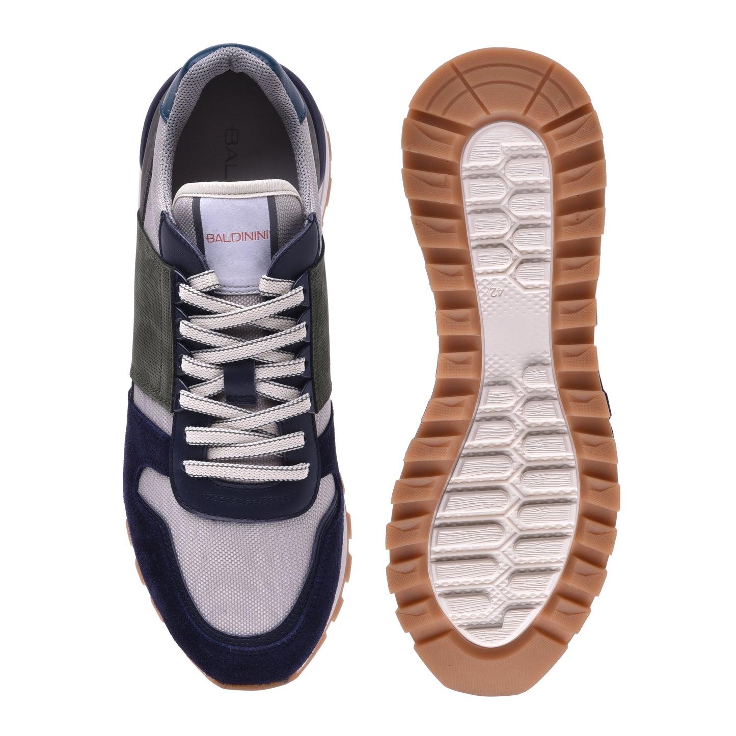 Sneakers en daim et tissu bleu marine