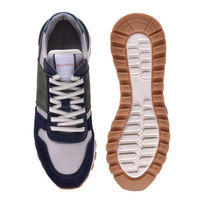 Sneakers en daim et tissu bleu marine