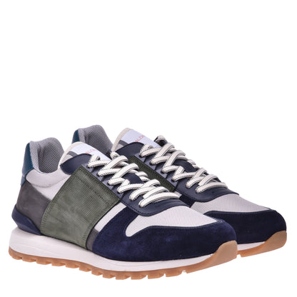 Sneakers en daim et tissu bleu marine