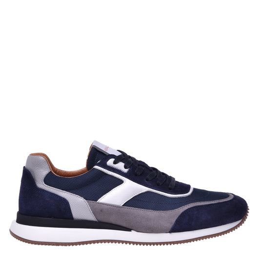 Sneakers en daim et tissu bleu marine