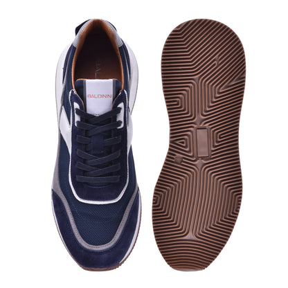 Sneakers en daim et tissu bleu marine